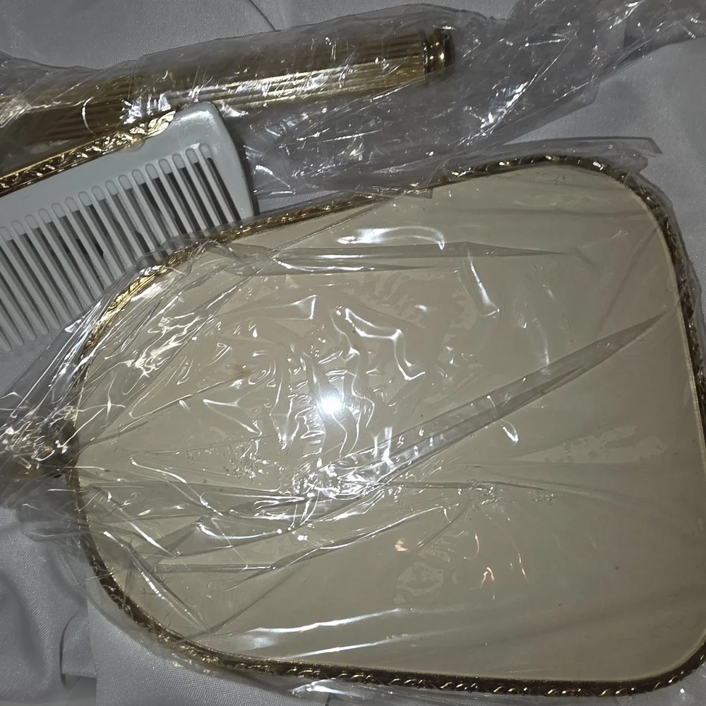 Elegant Gold and Cream Vanity Set